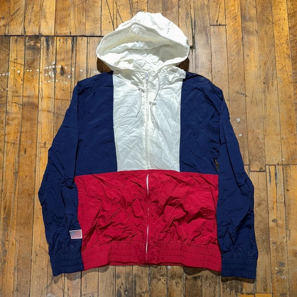 Mitchell & Ness Windbreaker Jacket‎ Mens Large Multi Long Sleeve Hooded Full Zip